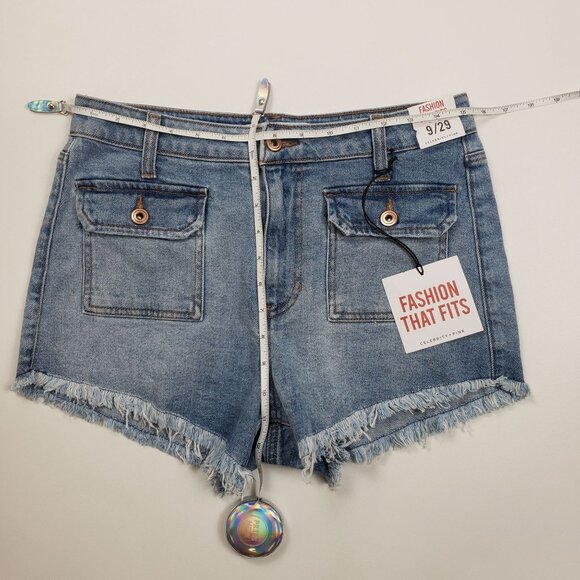Celebrity Pink Raw Edge Cutoff Denim Shorts Womens 9/29 Blue Motivational Wash - Picture 7 of 16